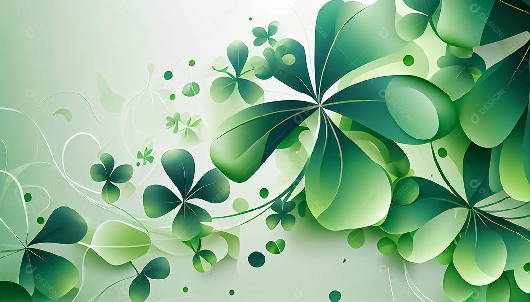 Trevo Dia de São Patrício, um dia de orgulho para a Irlanda, 17 de março, com folhas de trevo caindo