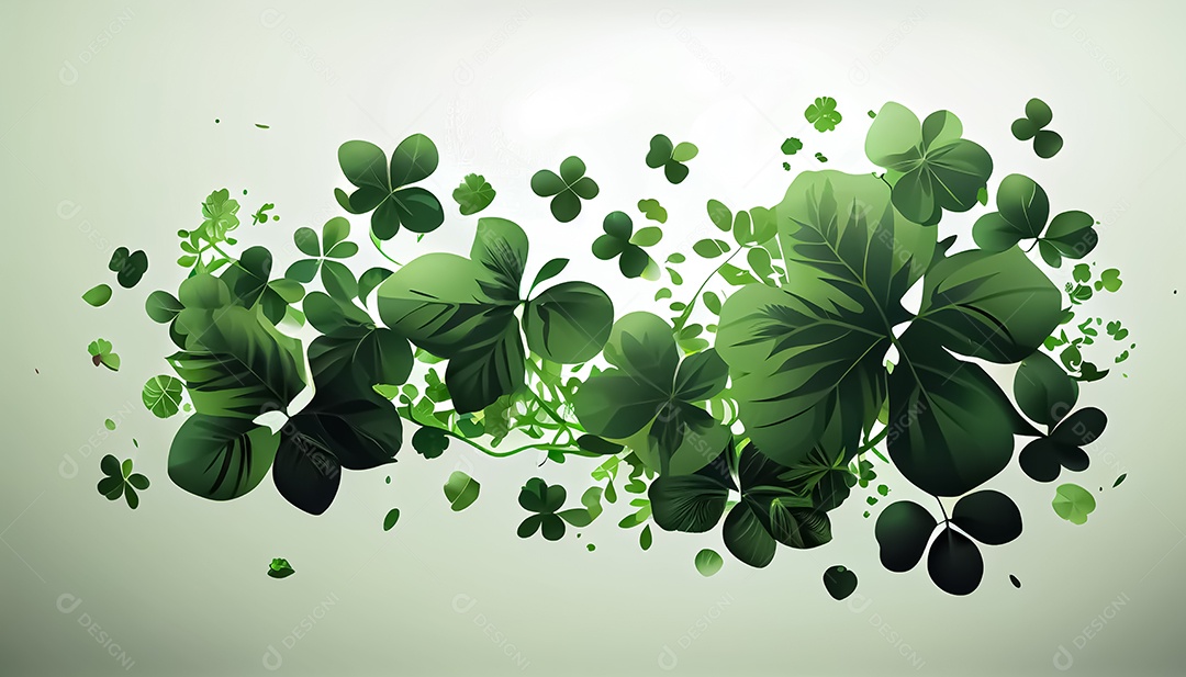 Trevo Dia de São Patrício, um dia de orgulho para a Irlanda, 17 de março, com folhas de trevo caindo