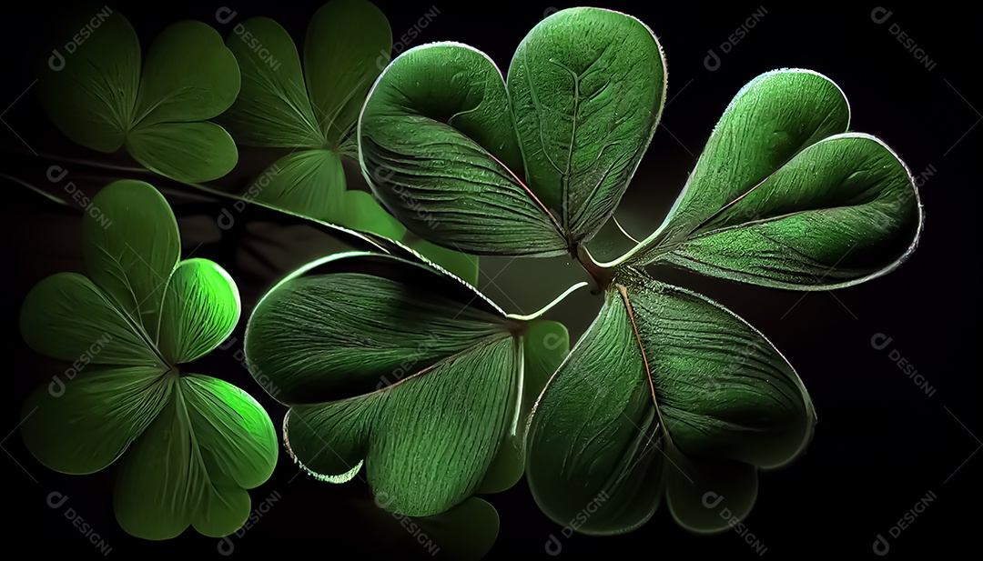 Trevo Dia de São Patrício, um dia de orgulho para a Irlanda, 17 de março, com folhas de trevo caindo