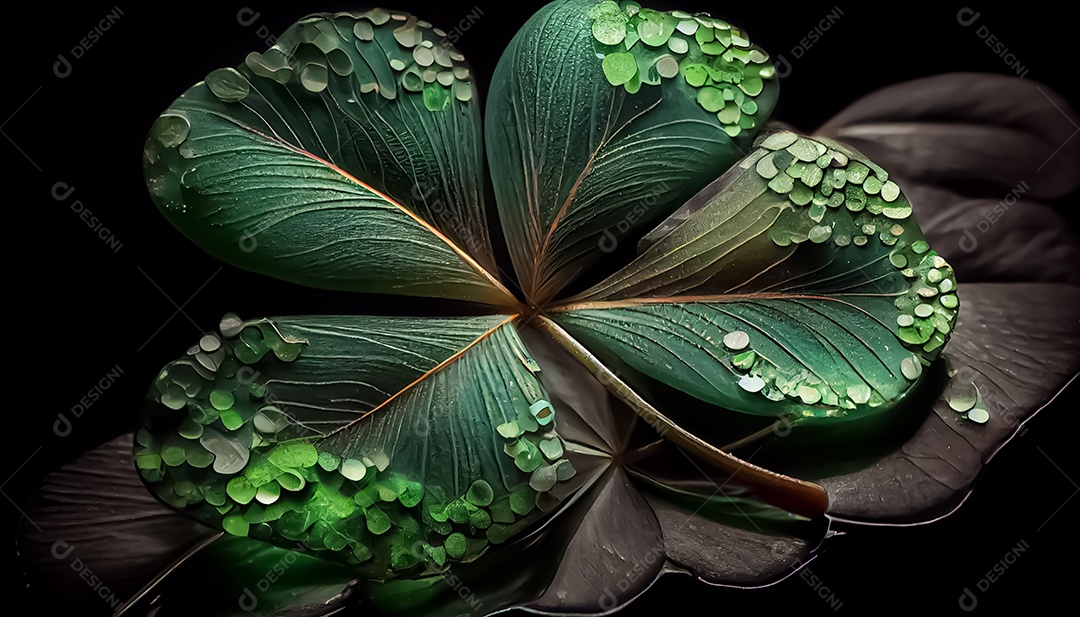 Trevo Dia de São Patrício, um dia de orgulho para a Irlanda, 17 de março, com folhas de trevo caindo