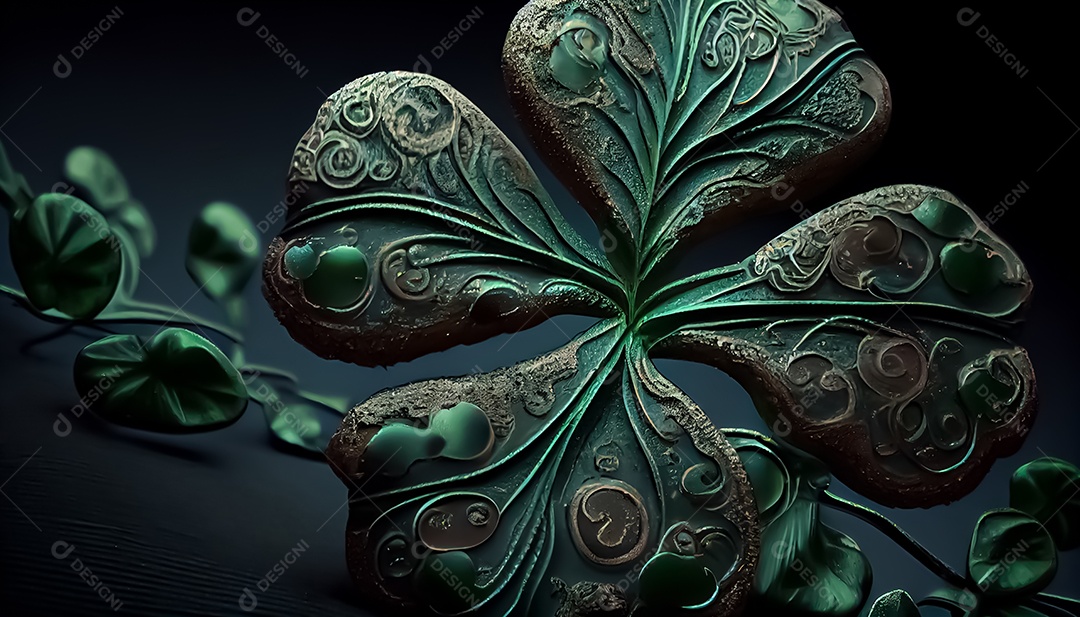 Trevo Dia de São Patrício, um dia de orgulho para a Irlanda, 17 de março, com folhas de trevo caindo