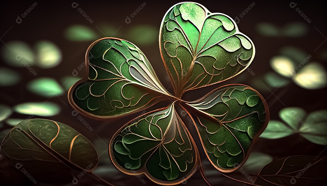 Trevo Dia de São Patrício, um dia de orgulho para a Irlanda, 17 de março, com folhas de trevo caindo