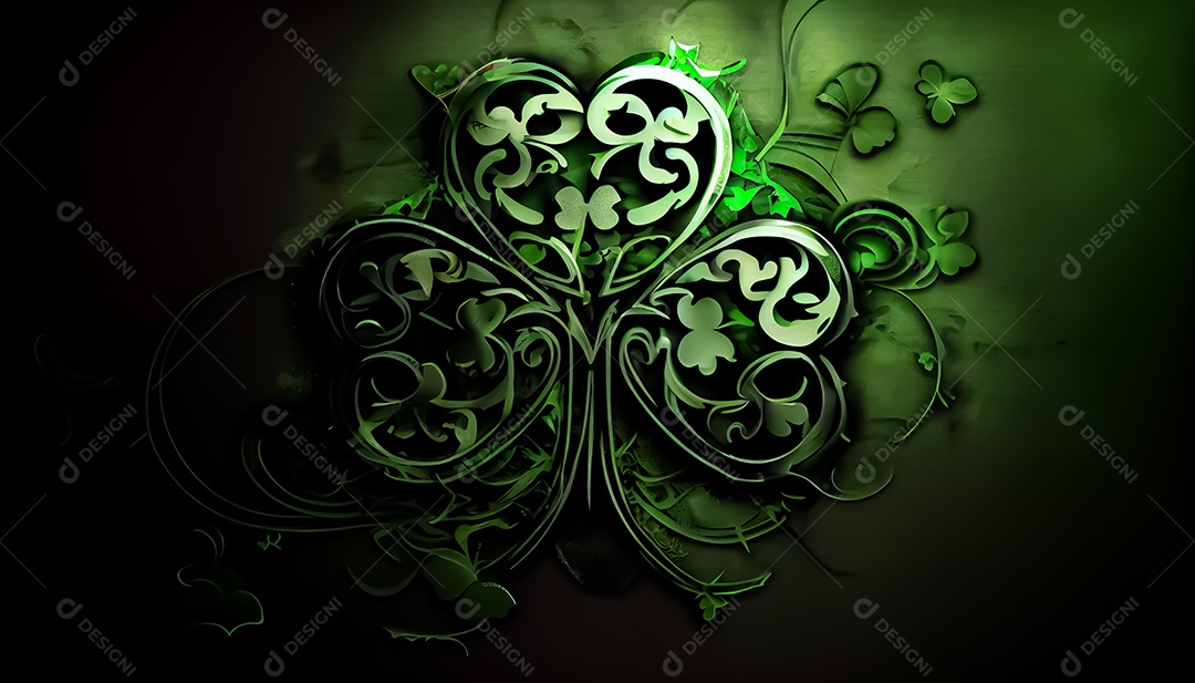 Trevo Dia de São Patrício, um dia de orgulho para a Irlanda, 17 de março, com folhas de trevo caindo