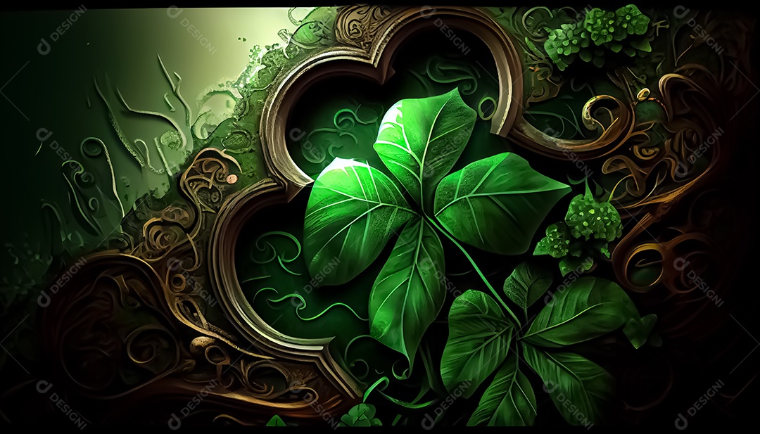 Trevo Dia de São Patrício, um dia de orgulho para a Irlanda, 17 de março, com folhas de trevo caindo