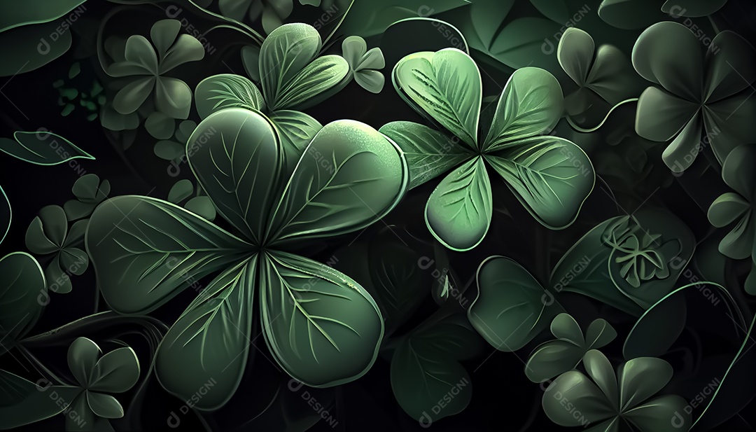 Trevo Dia de São Patrício, um dia de orgulho para a Irlanda, 17 de março, com folhas de trevo caindo