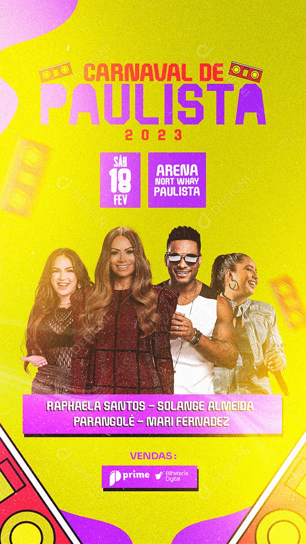 Story Carnaval de Paulista 2023 Raphaela Santos Solange Almeida Parangolé Mari Fernandez Flyer Social Media PSD Editável