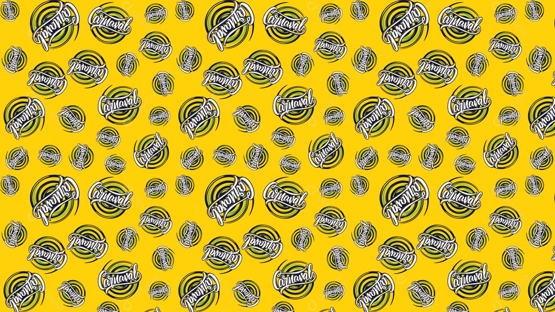 Pattern Padrões Geométricos Texto Carnaval Em Fundo Amarelo Vetor AI + PAT