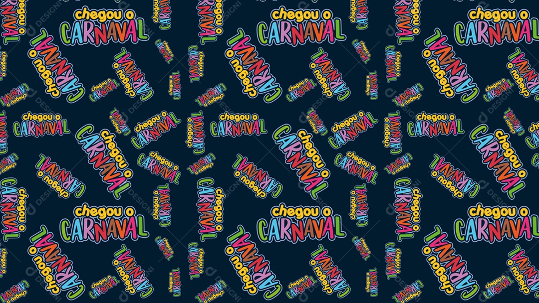 Pattern Padrões Geométricos Texto Chegou o Carnaval Em Fundo Azul Escuro Vetor AI + PAT
