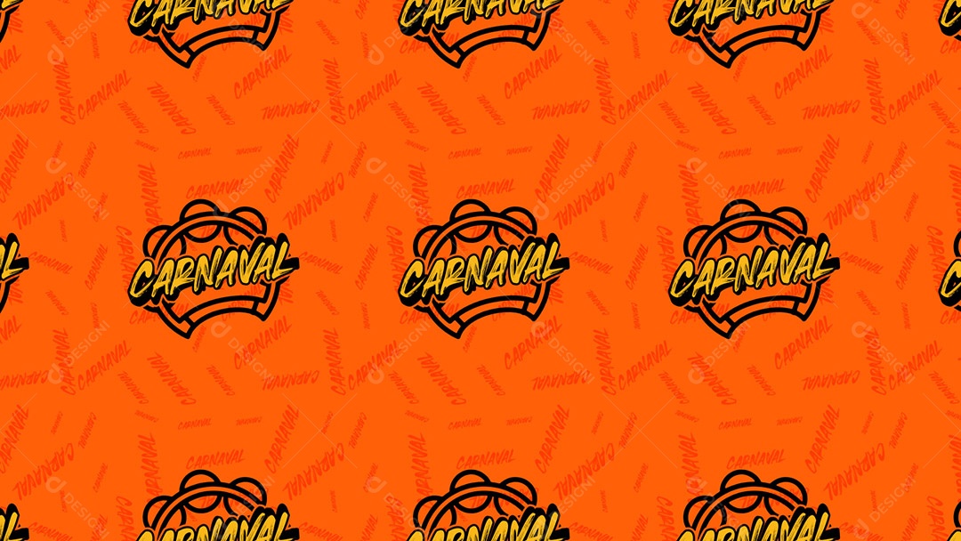 Pattern Padrões Geométricos Texto Carnaval Em Fundo Laranja Vetor AI + PAT