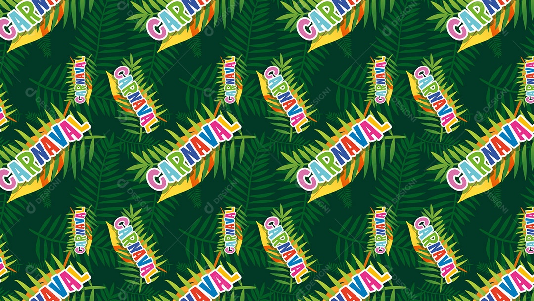 Pattern Padrões Geométricos Texto Carnaval Em Fundo Verde Vetor AI + PAT