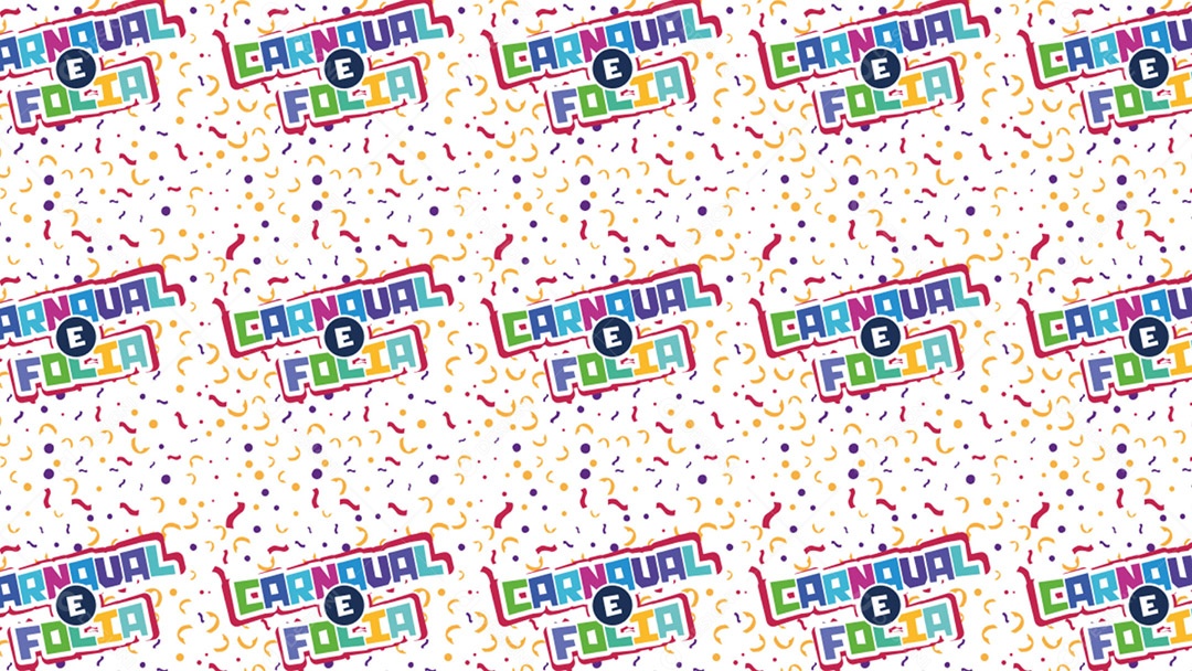 Pattern Padrões Geométricos Texto Carnaval e Folia Em Fundo Branco Vetor AI + PAT