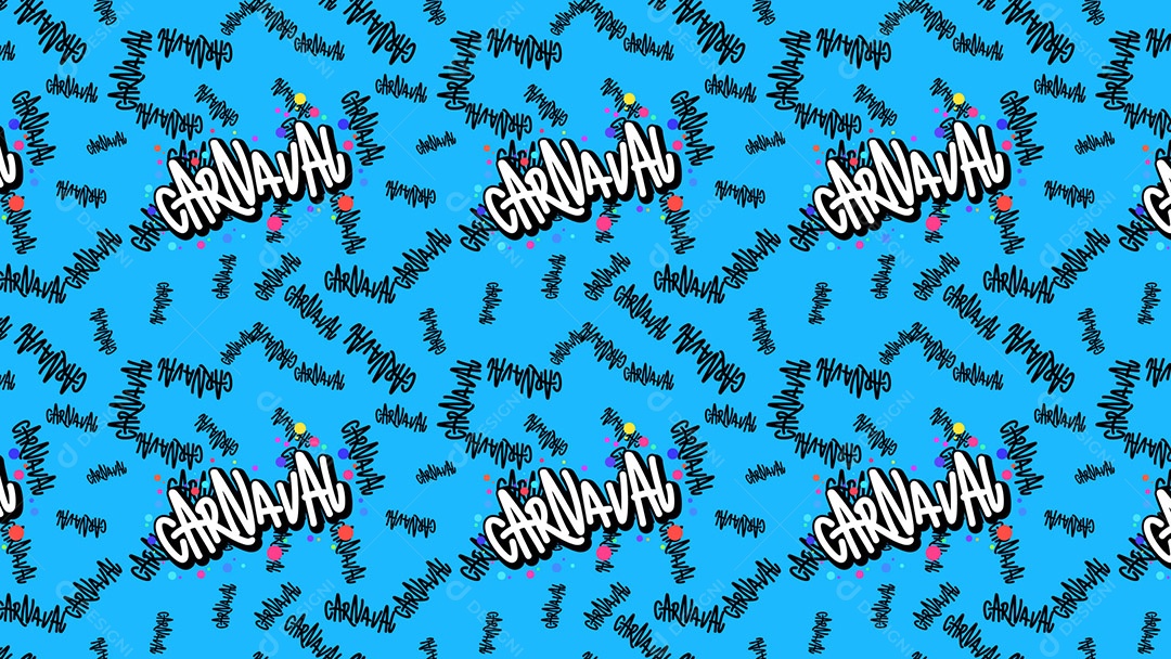 Pattern Padrões Geométricos Texto Carnaval Em Fundo Azul Vetor AI + PAT