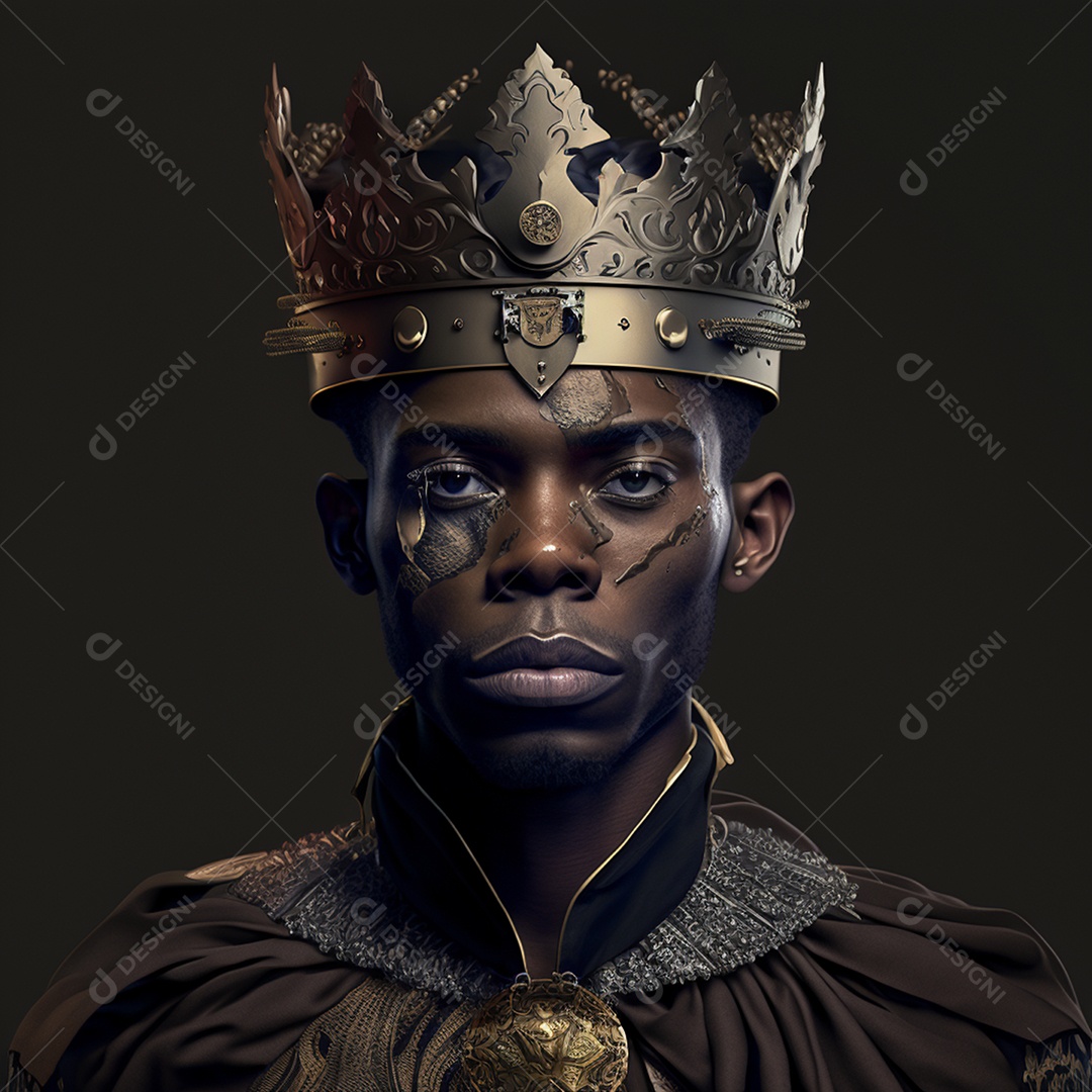 Homem Negro Com Roupa e Coroa de Rei