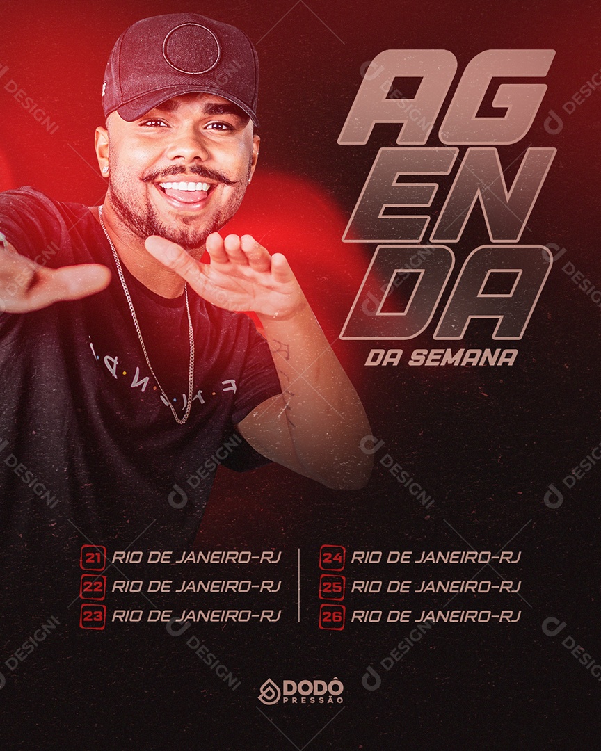 Agenda da Semana Dodô Pressão Flyer Social Media PSD Editável