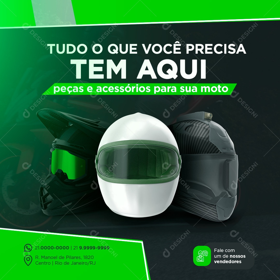 Tudo o Que Você Precisa tem Aqui Peças e Acessórios Oficina de Moto Social Media PSD Editável