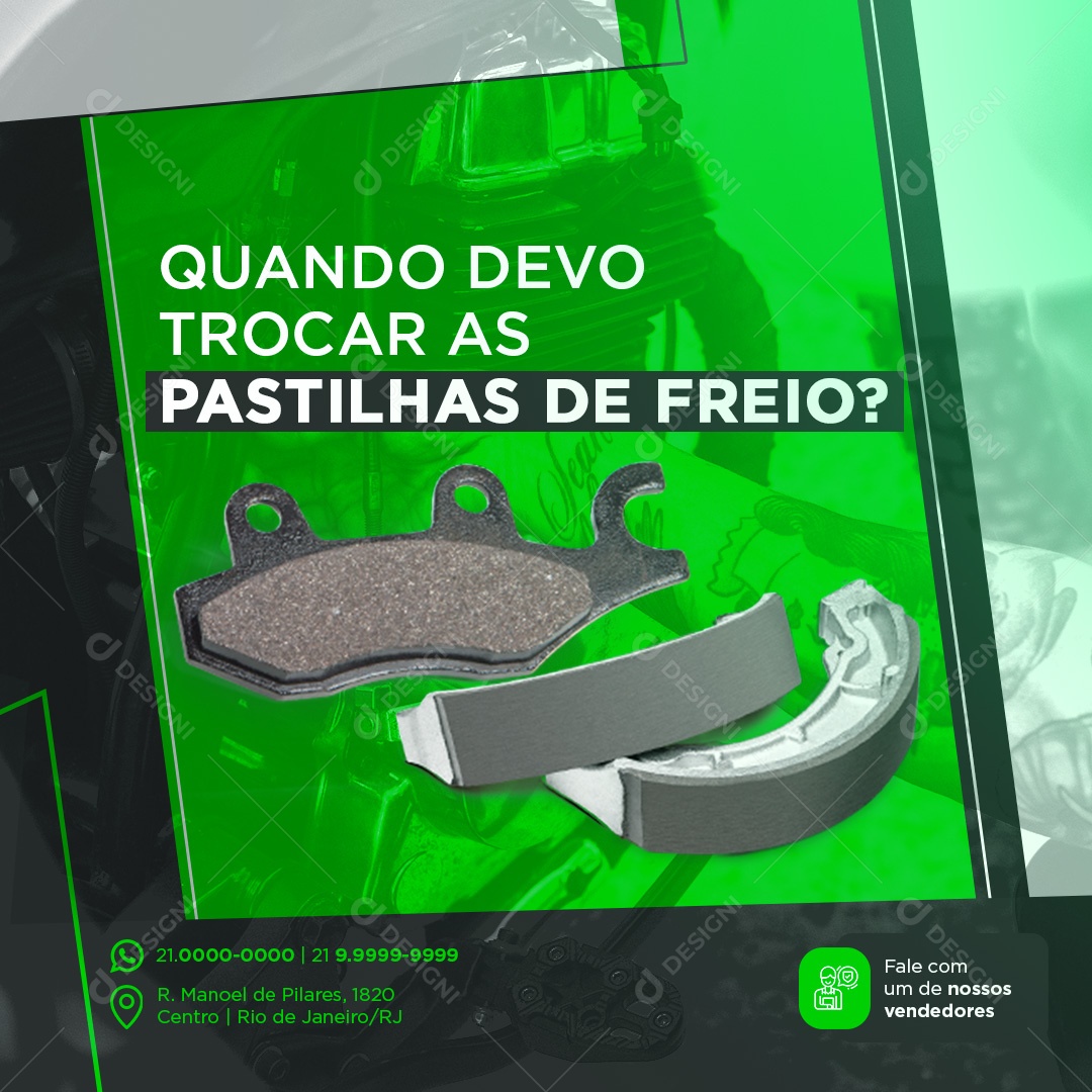 Quando Devo Trocar as Pastilhas de Freios Oficina de Moto Social Media PSD Editável