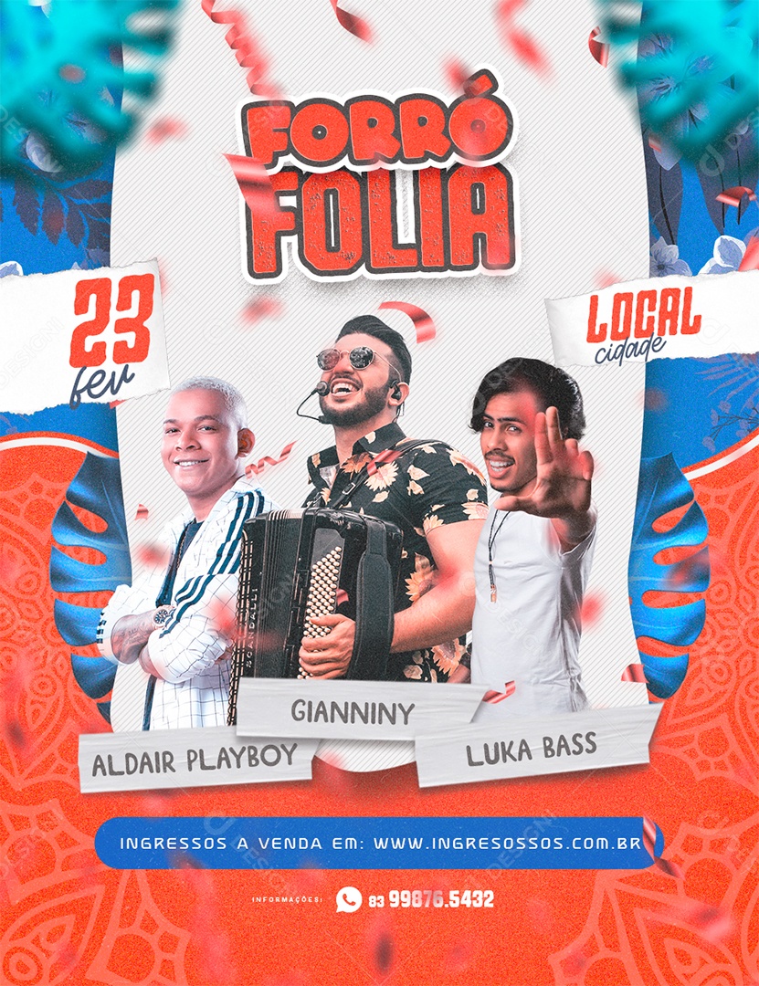 Flyer Carnaval Forró Fólia PSD Editável