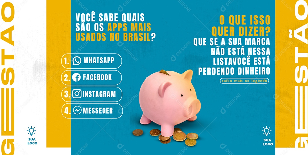 Banner Você Sabe Quais São os Apps Mais Usados no Brasil Marketing Digital Social Media PSD Editável