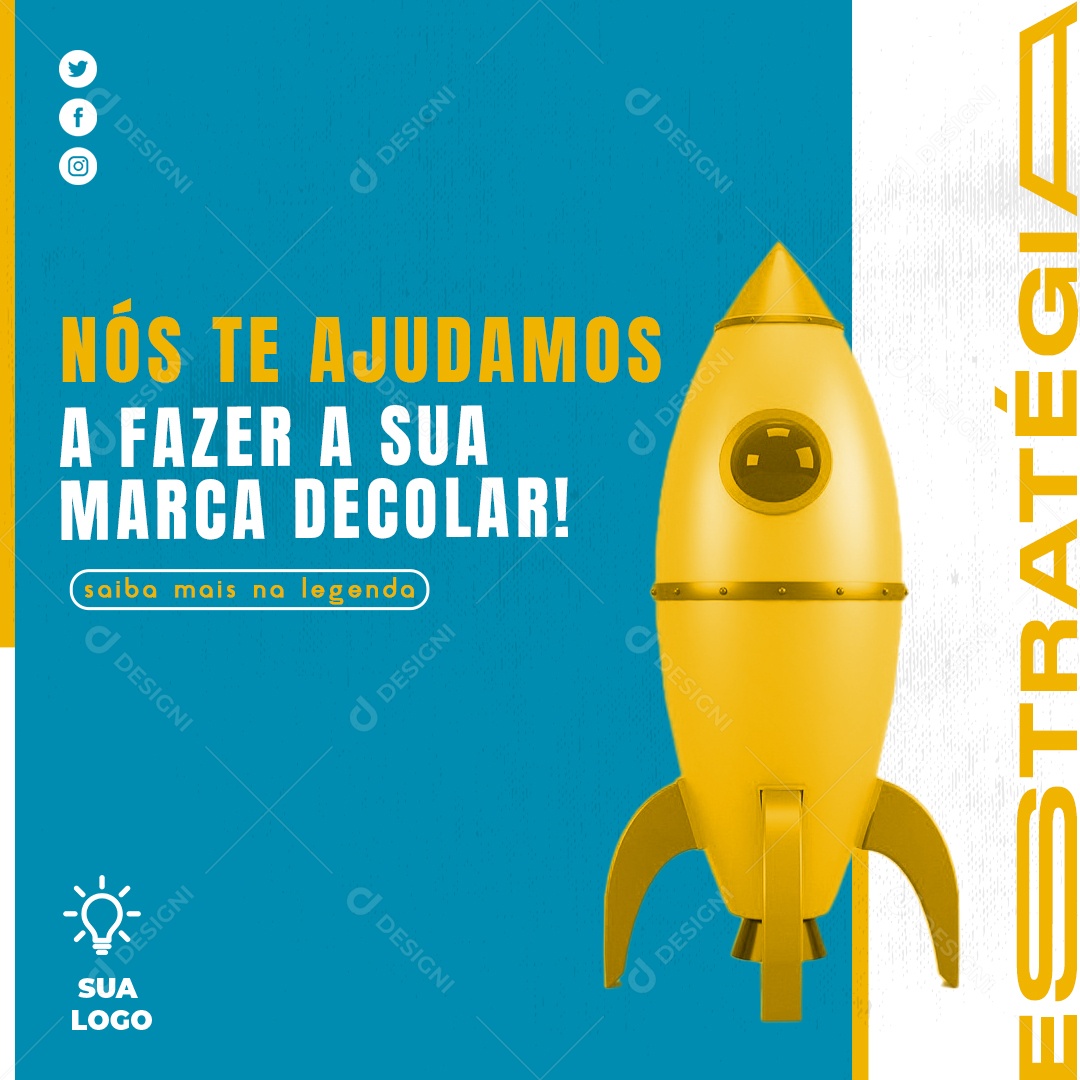 Nós Te Ajudamos a Fazer a Sua Marca Decolar Marketing Digital Social Media PSD Editável