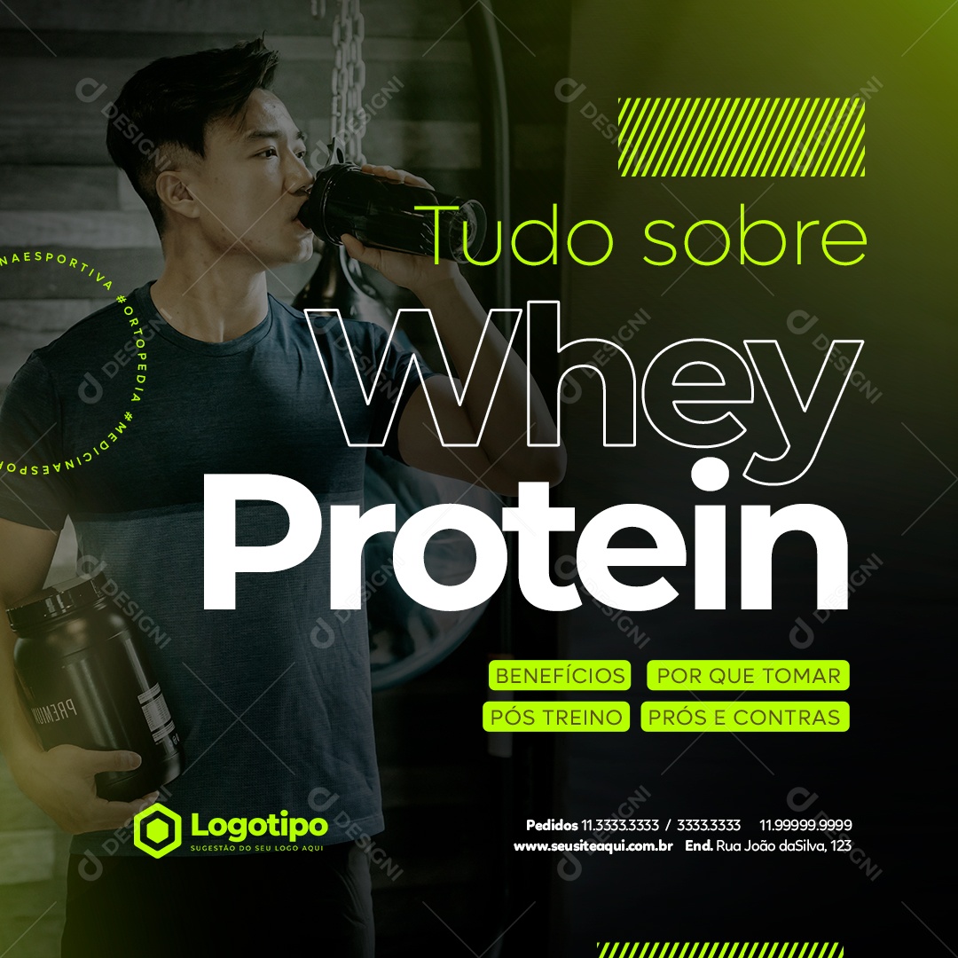 Social Media Academia Whey Protein PSD Editável