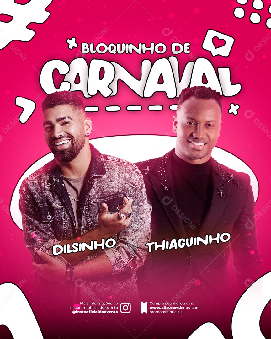 Flyer Carnaval Bloquinho de Carnaval Social Media PSD Editável