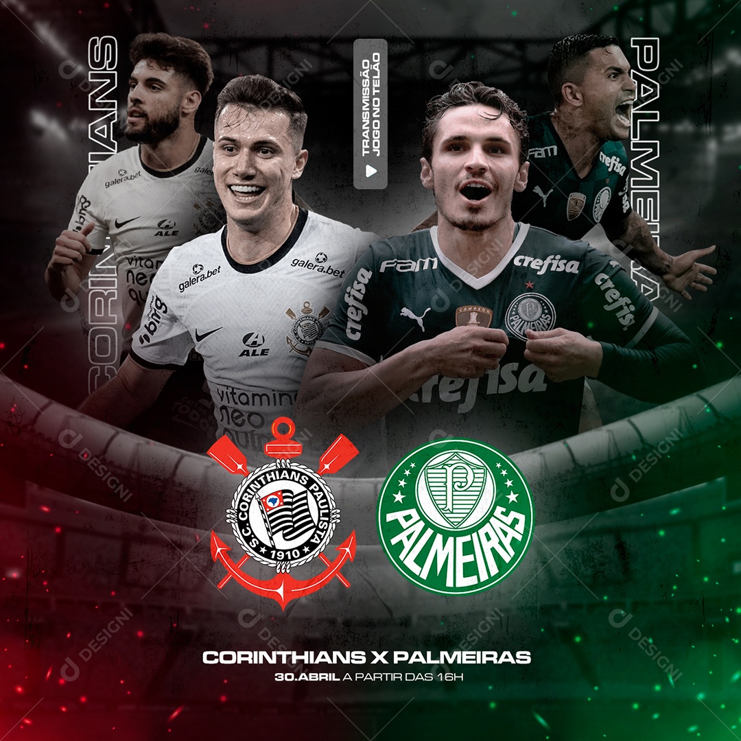 Social Media Futebol Jogo Flamengo e Corinthians PSD Editável