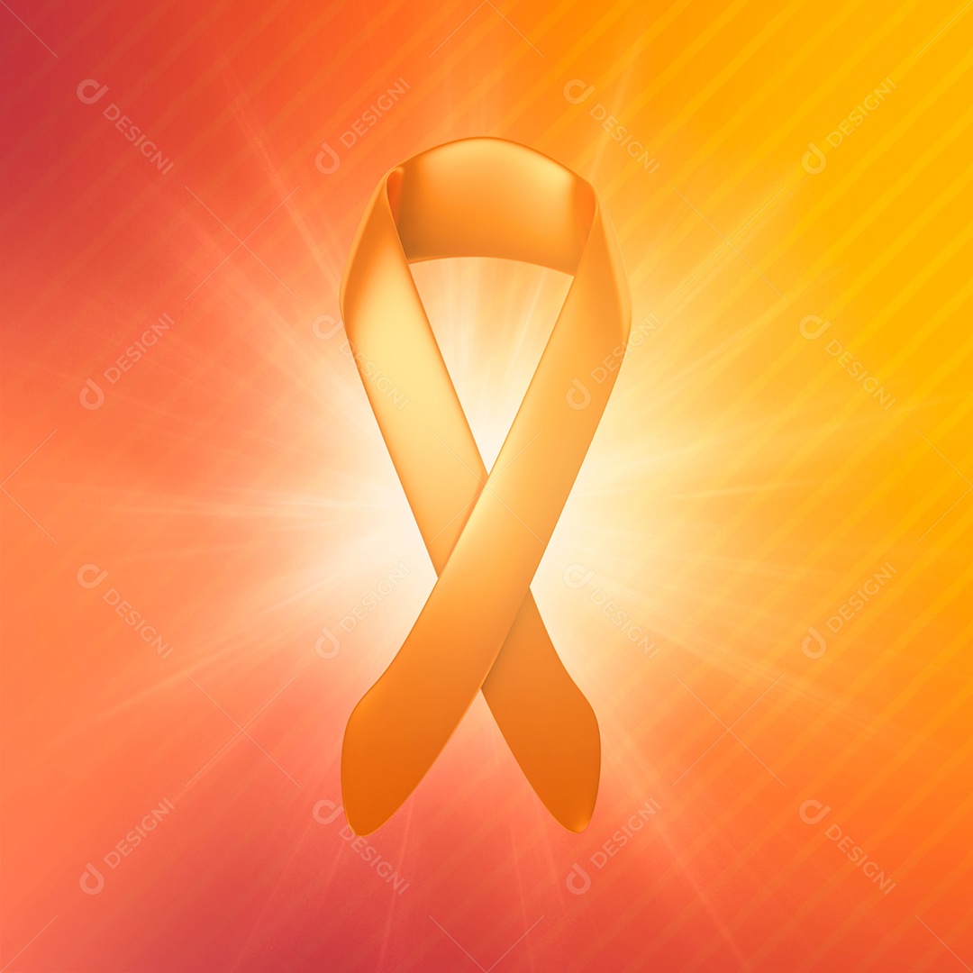 Fita Laranja de Fevereiro Laranja Elemento 3D para Composição PSD