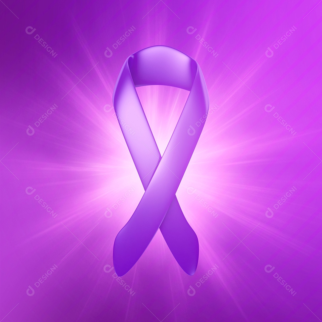 Fita Roxa Elemento 3D de Fevereiro Roxo para Composição PSD