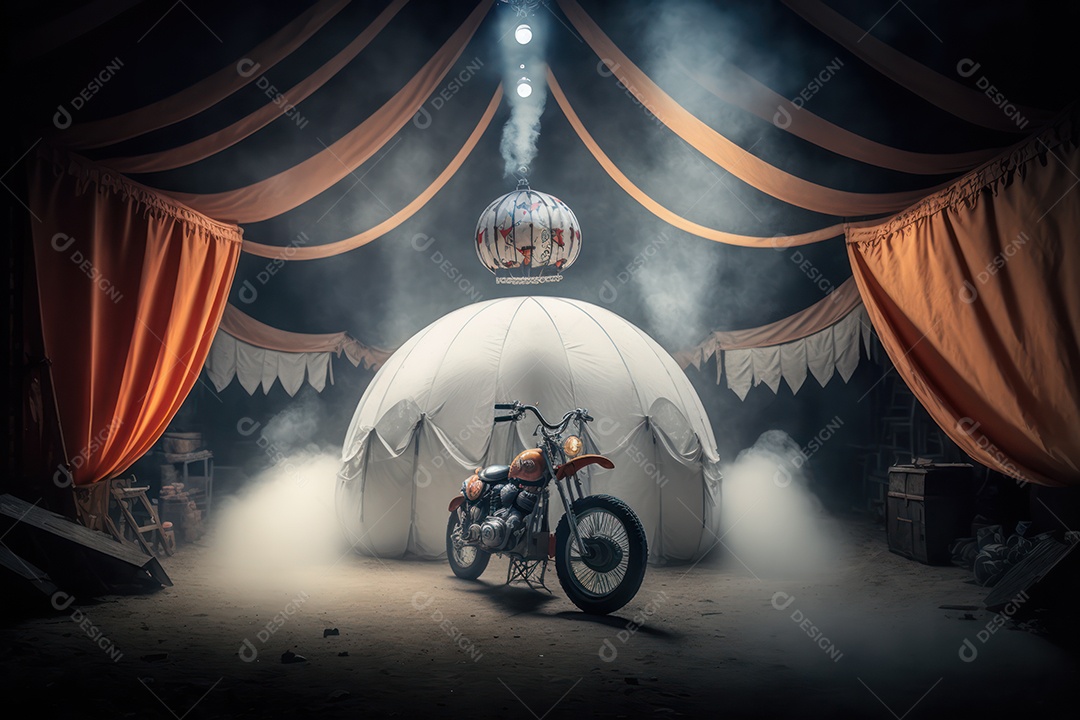 Imagem do show da Globo da Morte no circo com as motos e motoqueiros