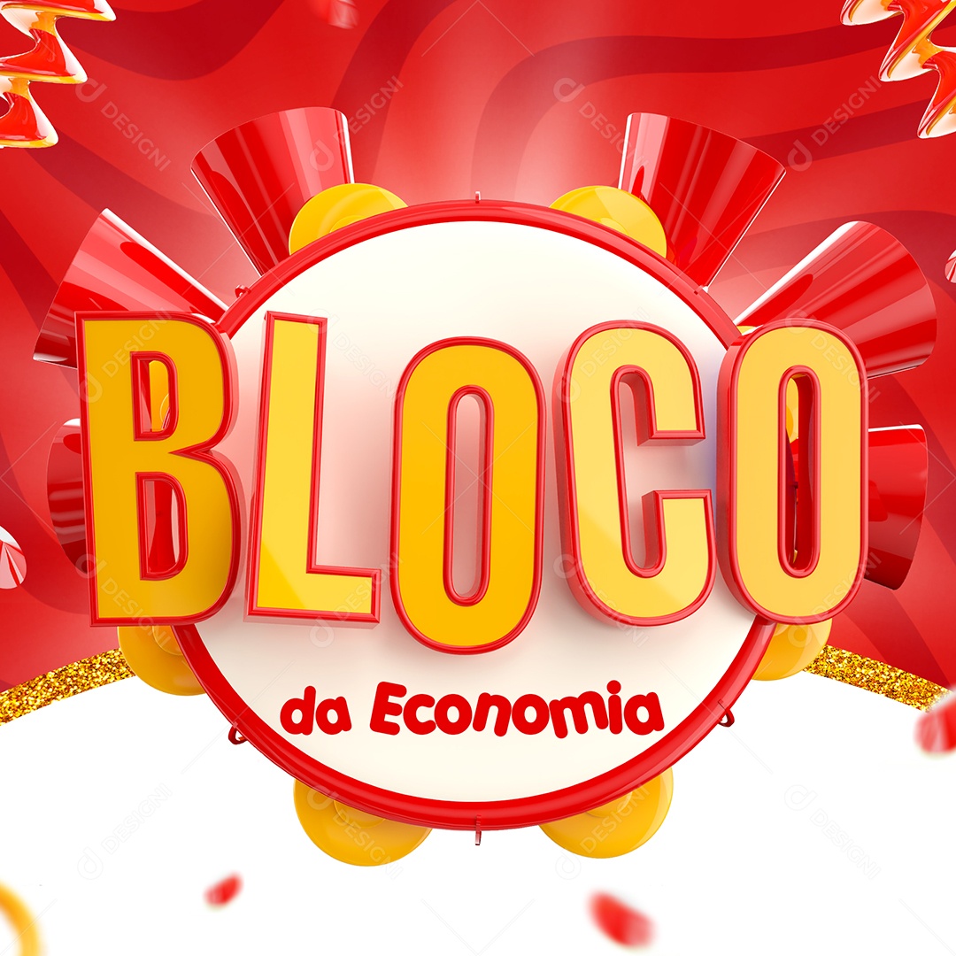 Selo 3D Bloco da Economia Carnaval Vermelho PSD