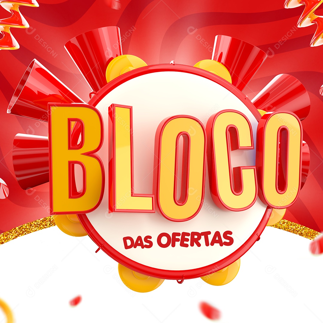 Selo 3D Bloco da Economia Carnaval Vermelho PSD