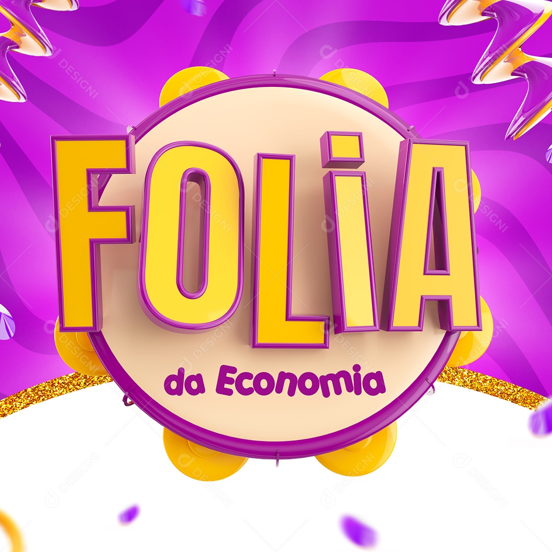 Selo 3D Folia da Economia Carnaval Roxo PSD