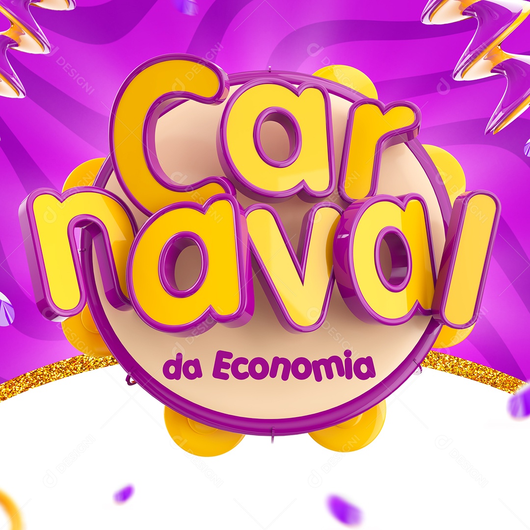 Selo 3D Carnaval da Economia Carnaval Roxo PSD