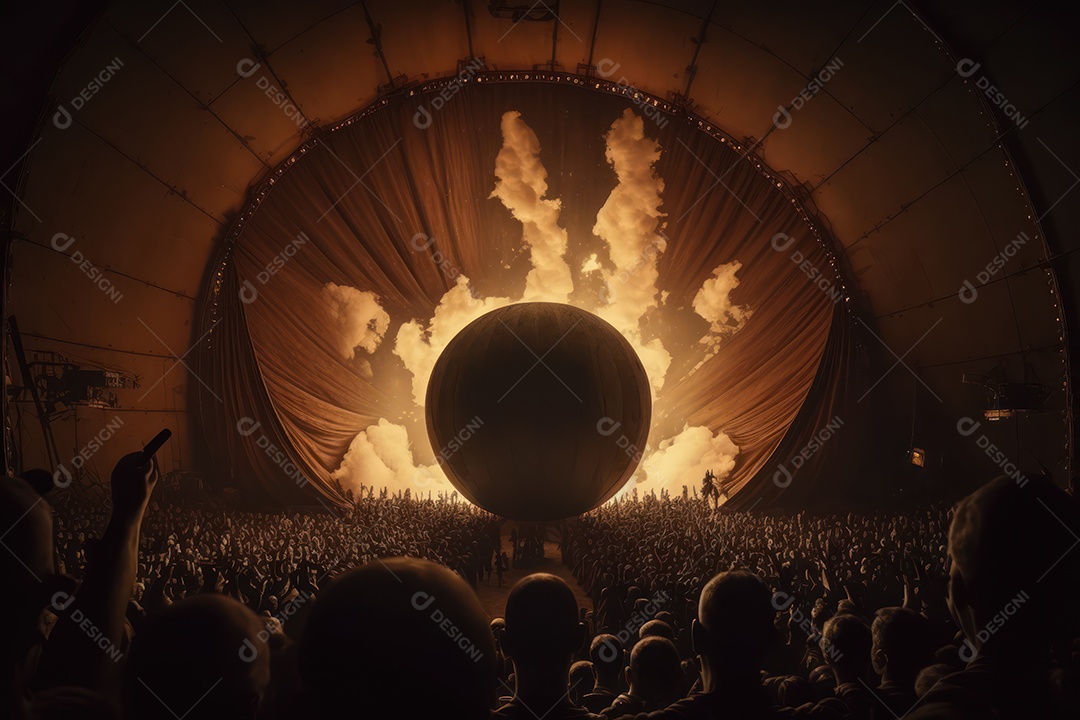 Imagem do show da Globo da Morte no circo com as motos e motoqueiros