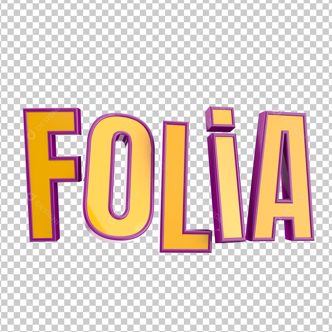 Texto 3D Folia PNG Transparente