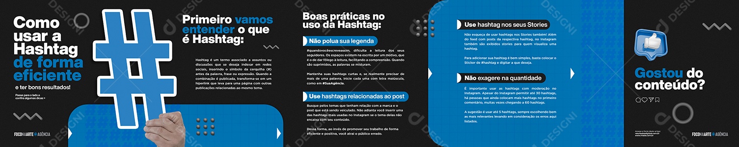 Primeiro Vamos Entender o Que é Hashtag Marketing Digital Carrossel Social Media PSD Editável