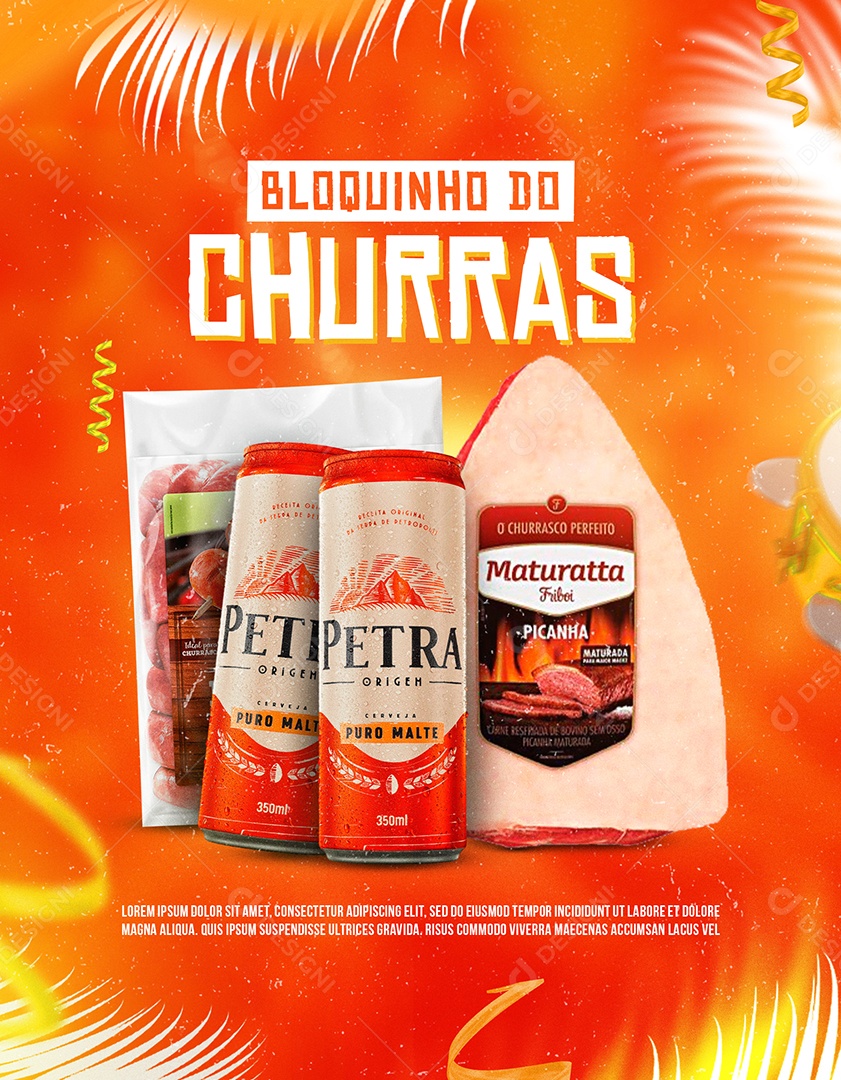 Bloquinho do Churras Carnaval Churrasco Social Media PSD Editável