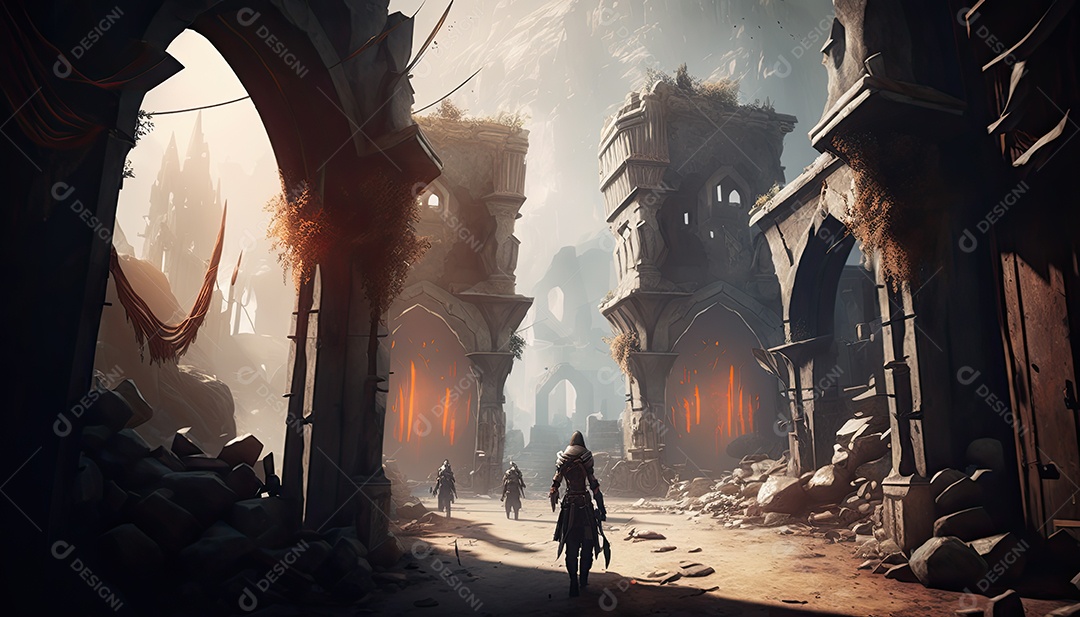 Ilustração de um personagem do jogo.