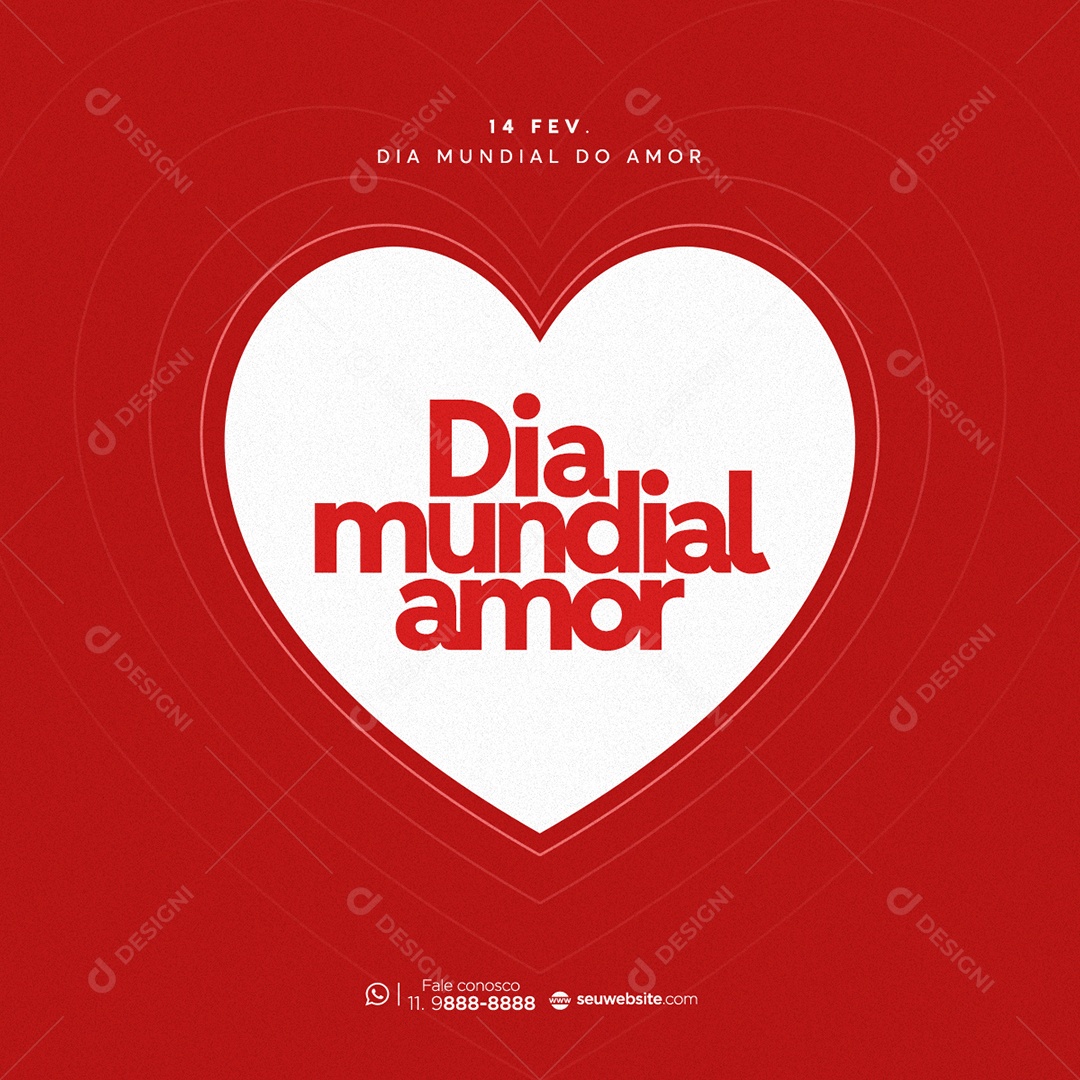 Dia Mundial Do Amor 14 de Fevereiro Social Media PSD Editável