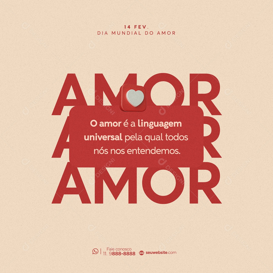 O Amor é a Linguagem Universal Dia Mundial Do Amor Social Media PSD Editável