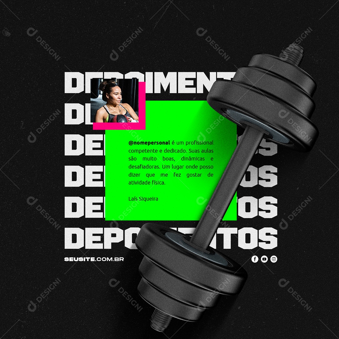 Depoimento é Um Profissional Academia Personal Trainer Social Media PSD Editável