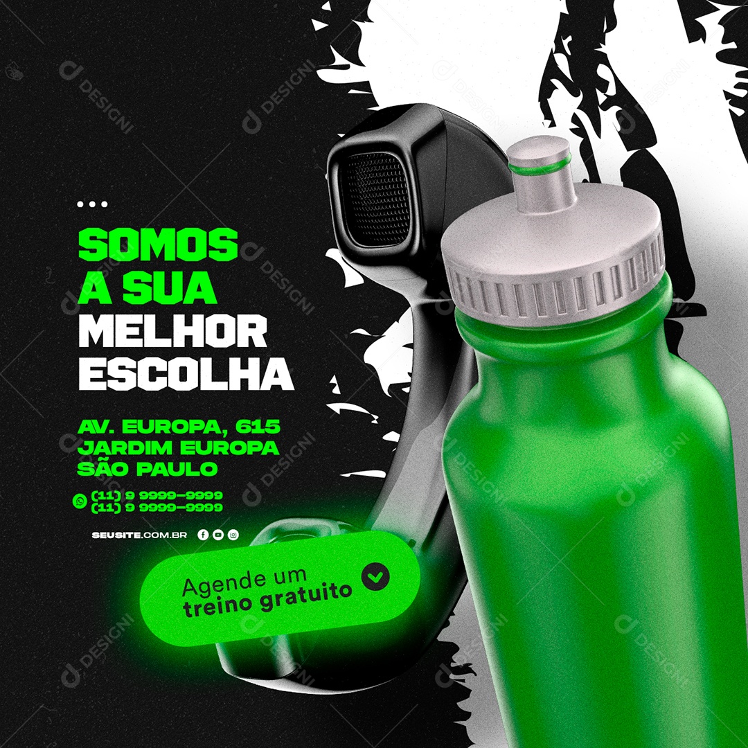 Somos a Sua Melhor Escolha Agenda um Treino Gratuito Academia Personal Trainer Social Media PSD Editável