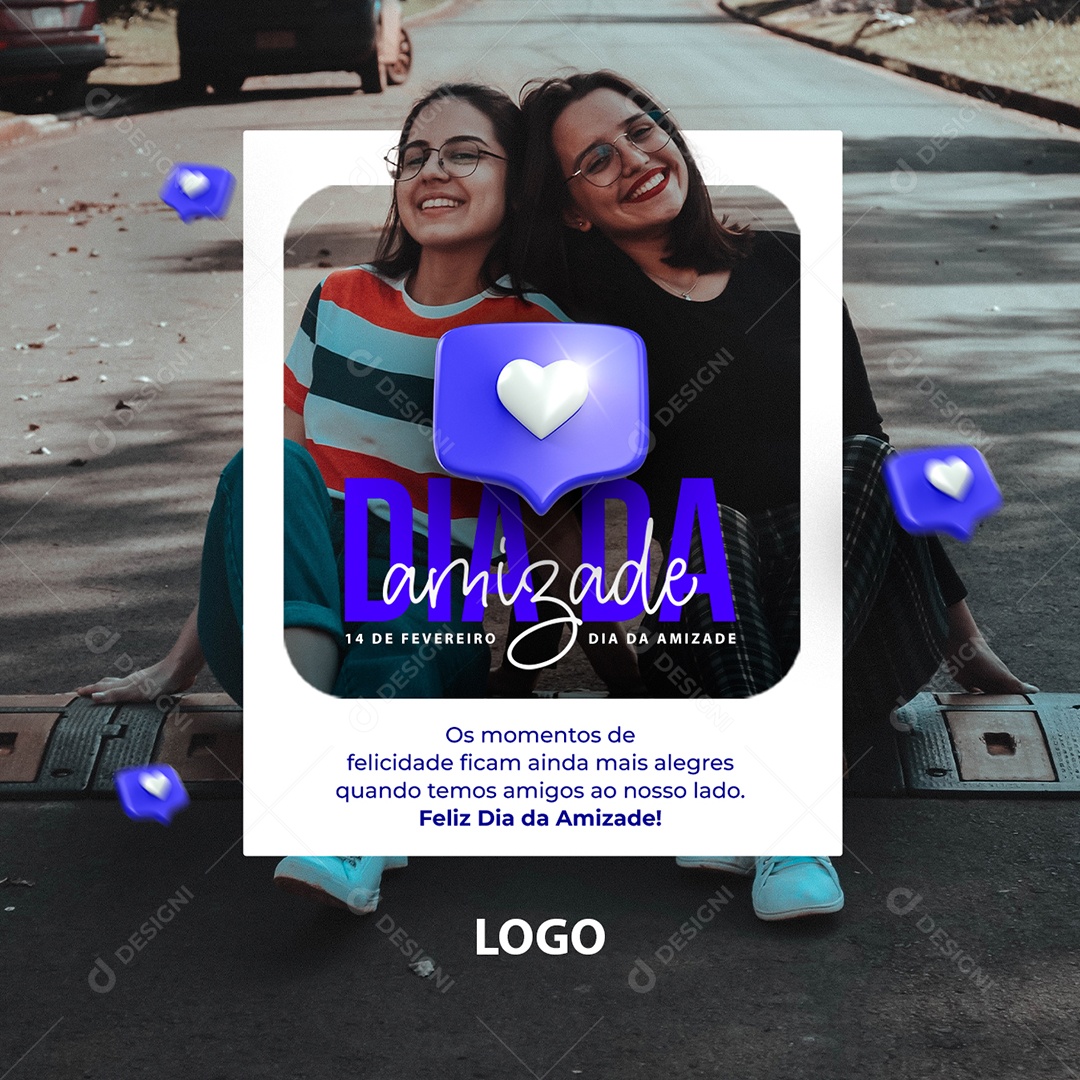 Os Momentos de Felicidade Ficam ainda Mais Alegres Dia da Amizade Social Media PSD Editável