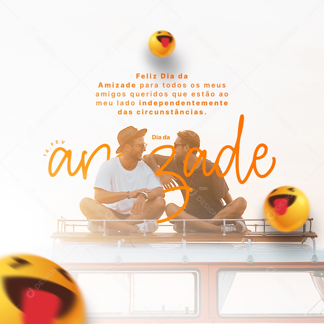 Feliz Dia da Amizade para Todos os Meus Amigos 14 de Fevereiro Social Media PSD Editável