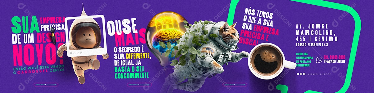 Sua Empresa Precisa De Um Design Novo Carrossel Marketing Digital Social Media PSD Editável