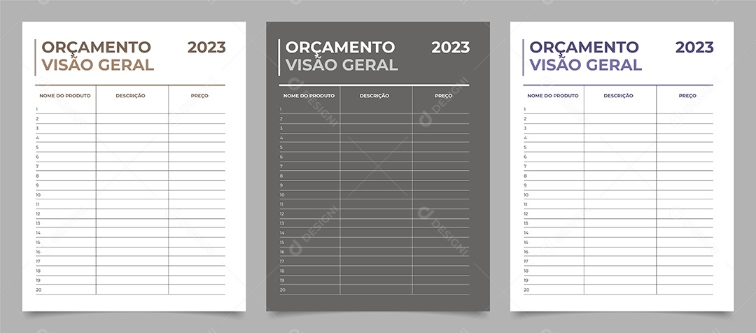 Modelo De Orçamento Visão Geral EPS Editável