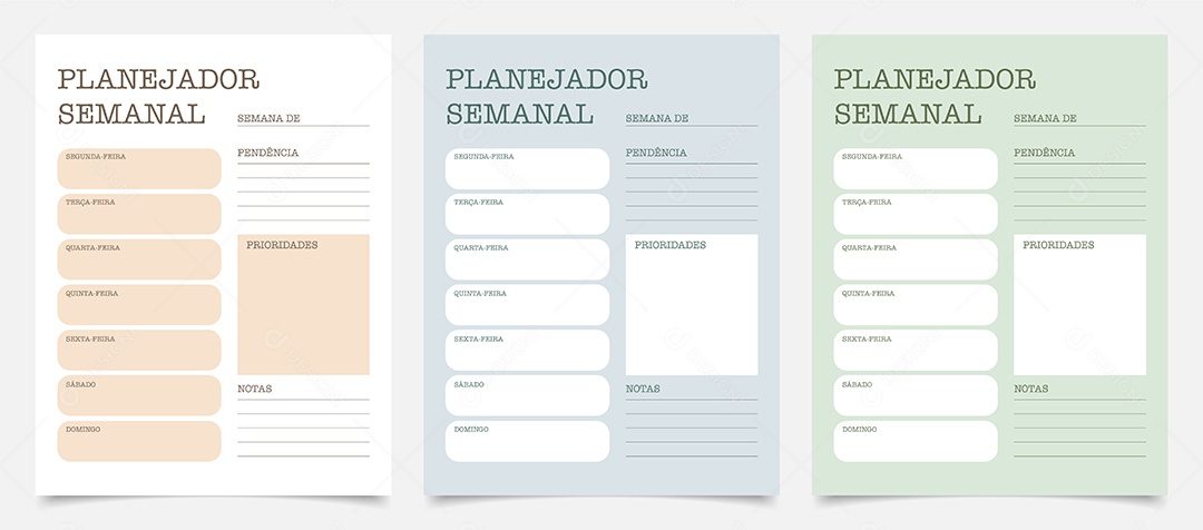 Modelo De Planejador Semanal EPS Editável