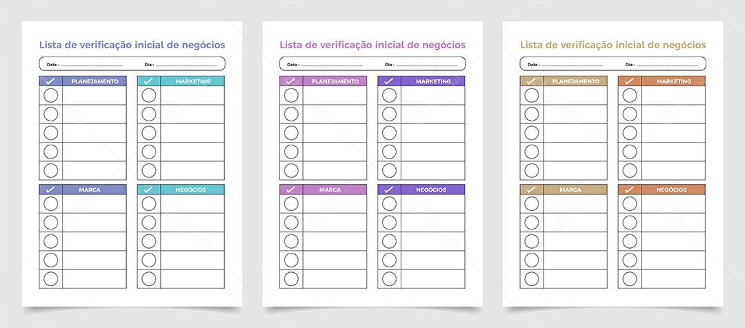 Modelo de Lista de Verificação Inicial de Negócios