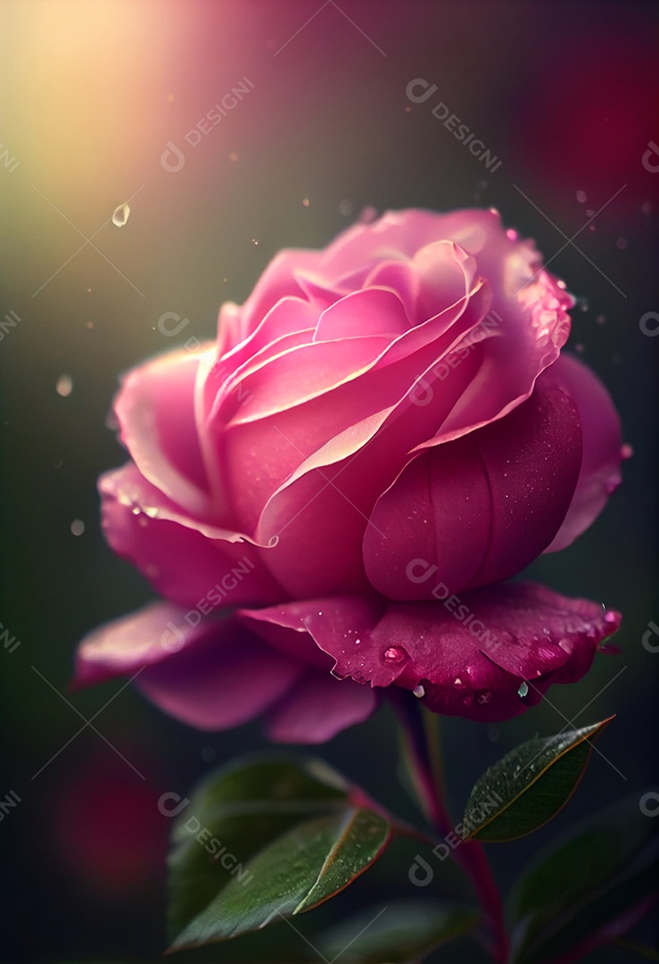 Ilustração 3D de uma linda flor rosa