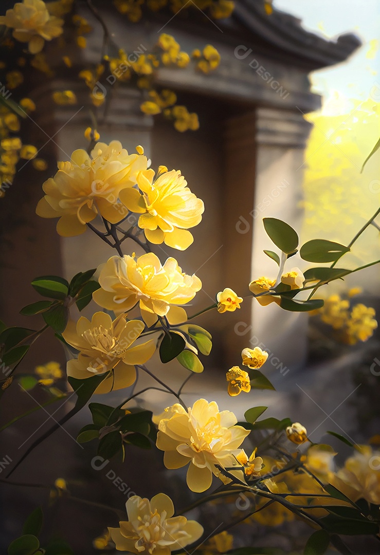 Linda paisagem com flores